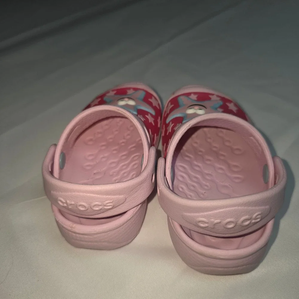 Kids Crocs Pink Starfish Star Clog Sandals Size 4 5 Toddler Beach Shoes‎